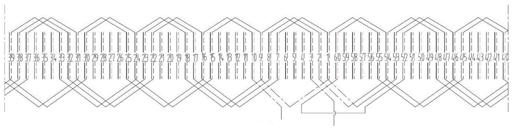 A 60-slot 8-pole double-layer fractional slot winding structure