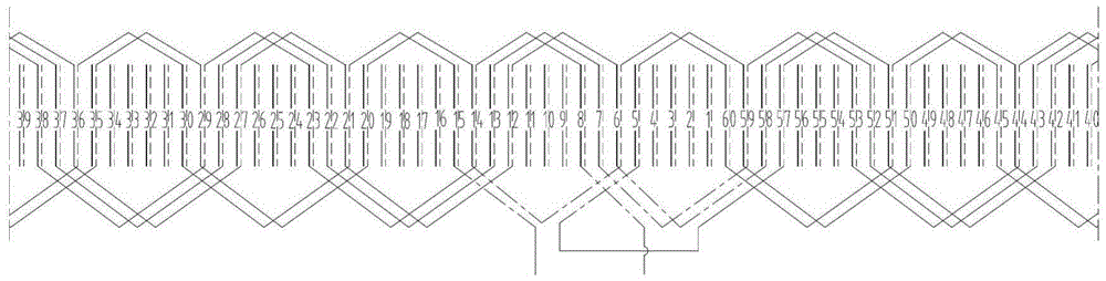 A 60-slot 8-pole double-layer fractional slot winding structure