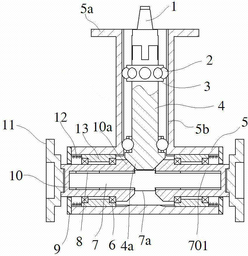 Gantry milling spindle through-connection device for machining box workpiece vertical face