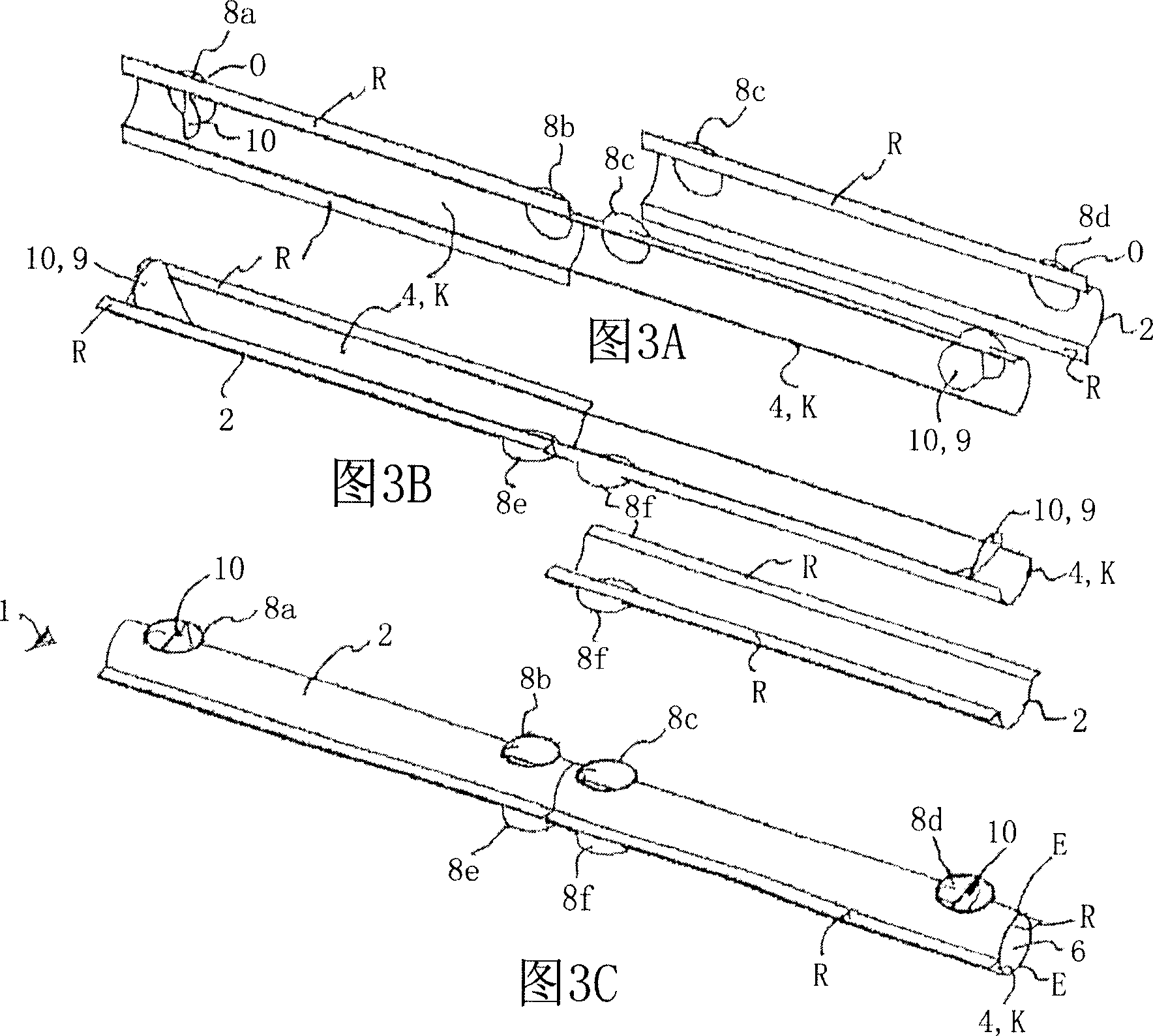 Method and device for the production of a component, especially a hybrid component for a crossrail of a vehicle, component and use of said component