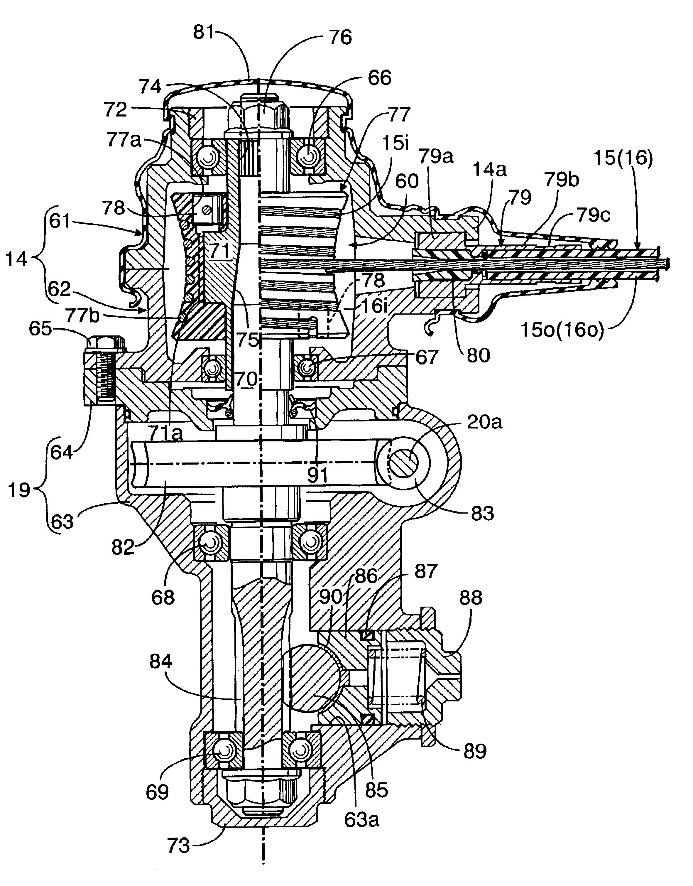 Cable-type steering device with variable steering gear ratio