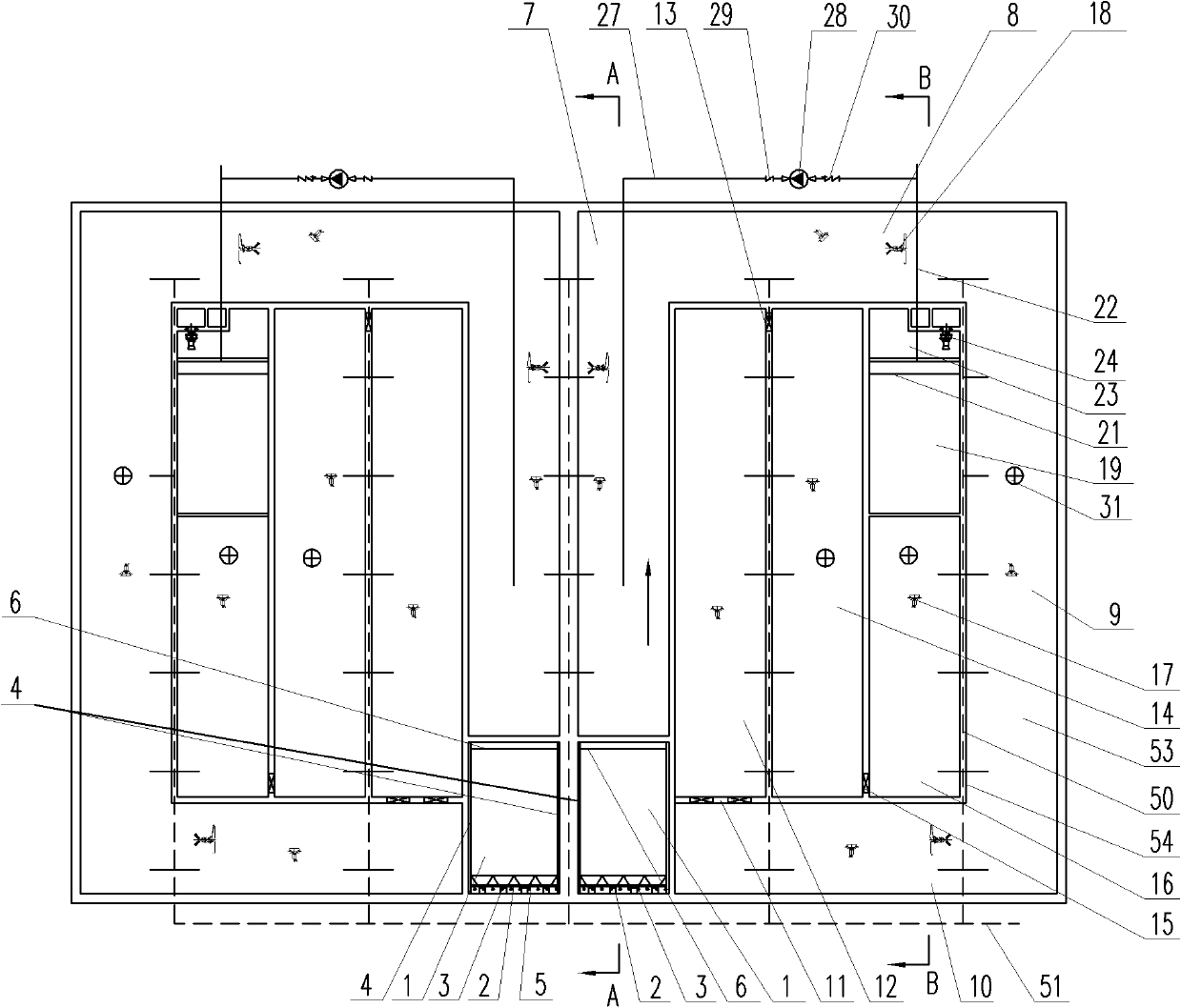 Biological thickening device for reducing pollutants in coal chemical industry wastewater