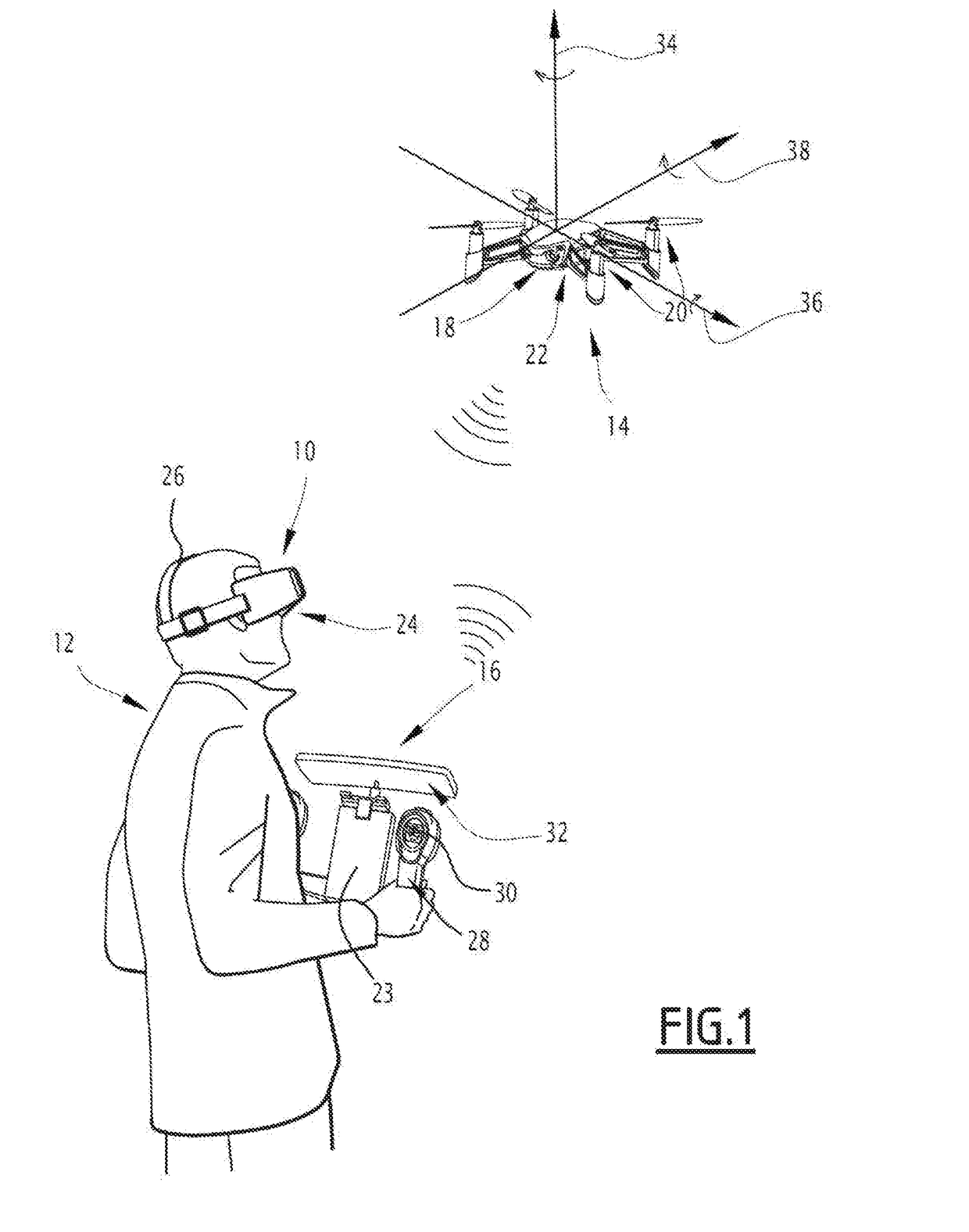 Method for piloting a rotary wing drone, related computer program, electronic apparatus and drone