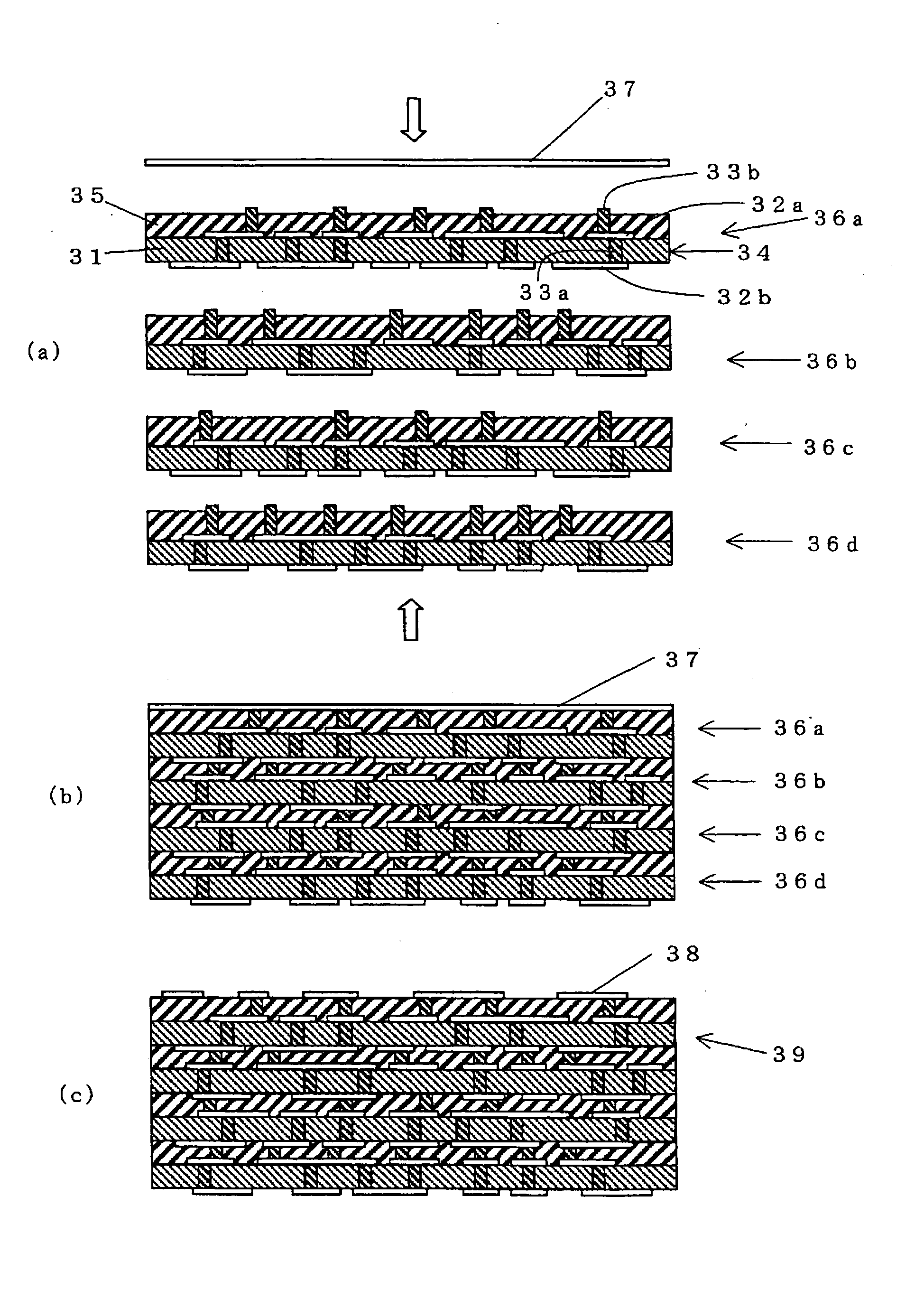 Wiring substrate for intermediate connection and multi-layered wiring board and their production