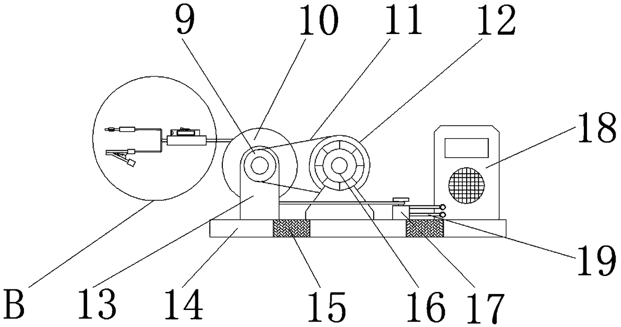 Power detection alarm device with automatic take-up function