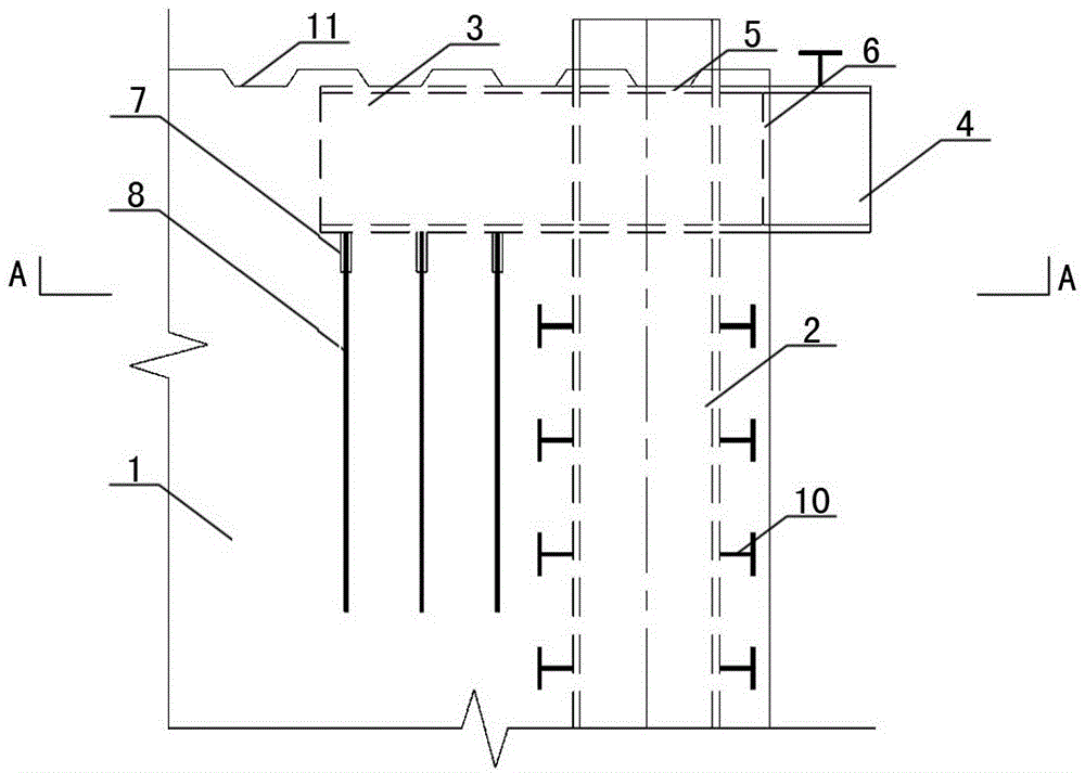 Joint structure and construction method of hybrid connected-wall steel column and non-energy-dissipating beam