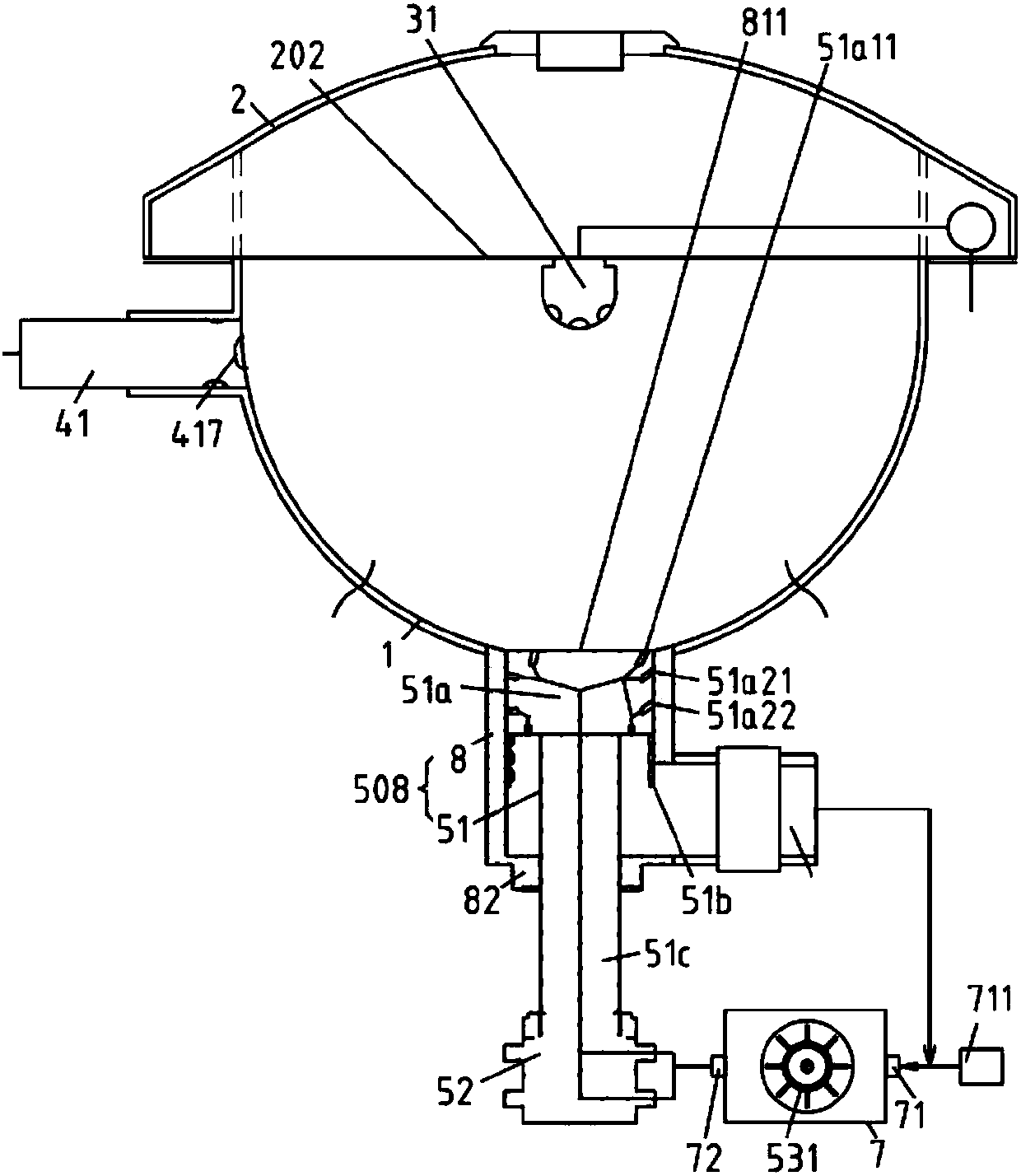 Improved bottom leaking and spraying device and cooking machine