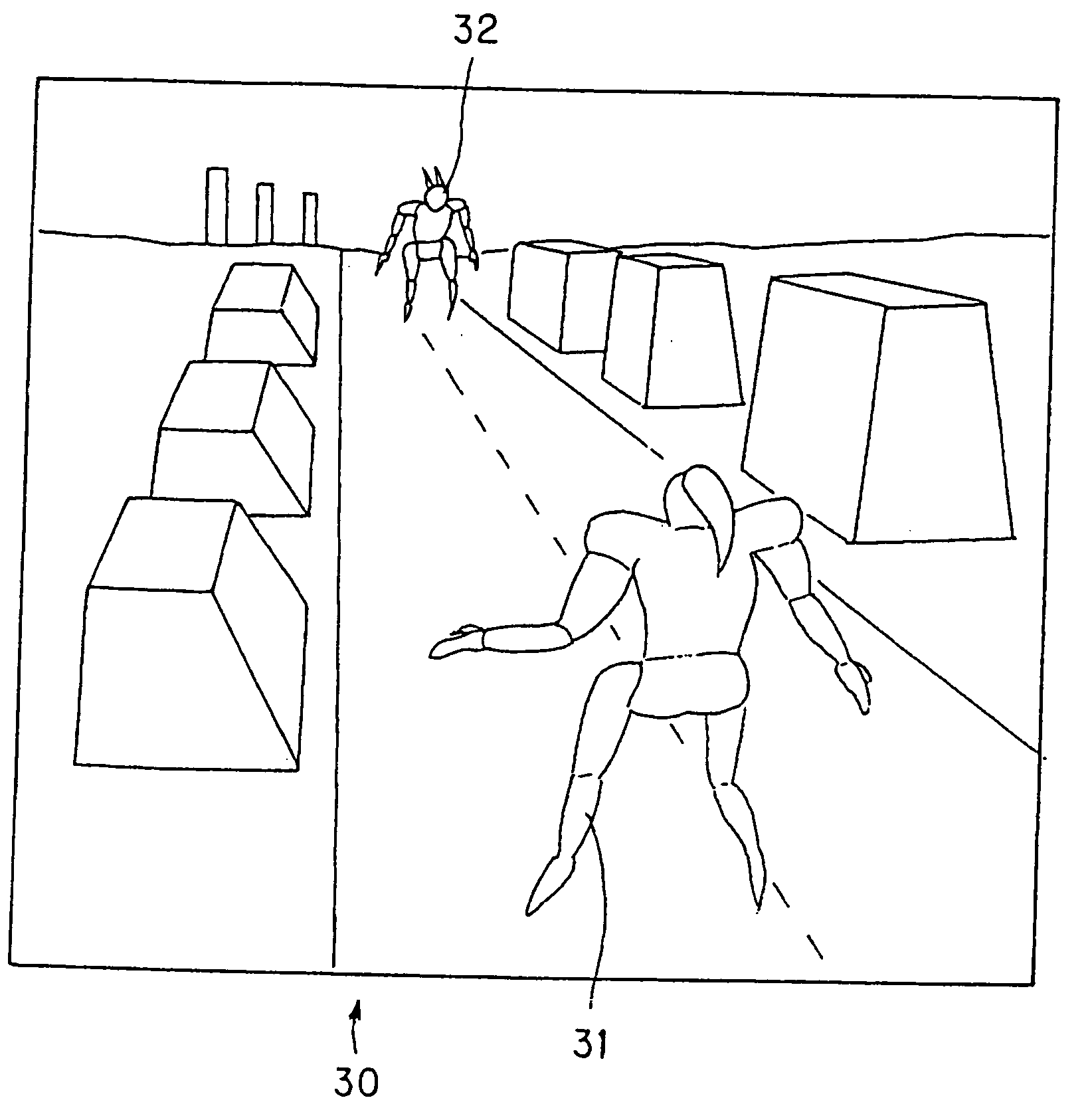 Game system in which a field of view is displayed according to a specific view point position