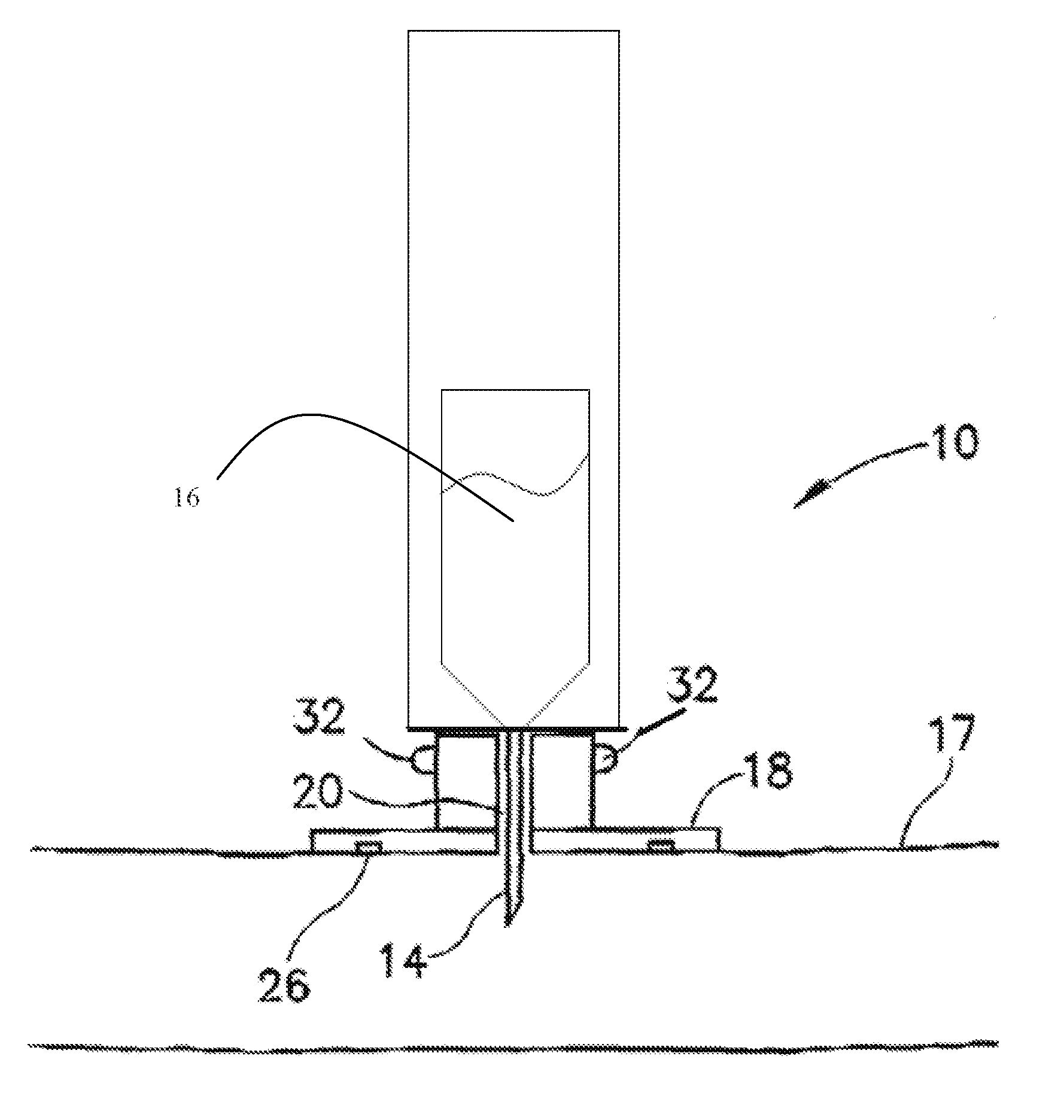 Device and method for piercing a patient's skin with an injector whilst reducing pain caused by the piercing