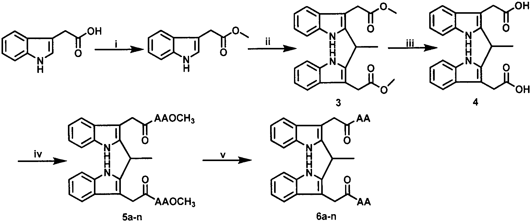 Bi[indole-3-yl-acetylamino acid] connected by ethyl, preparation method, antithrombotic function, and applications thereof