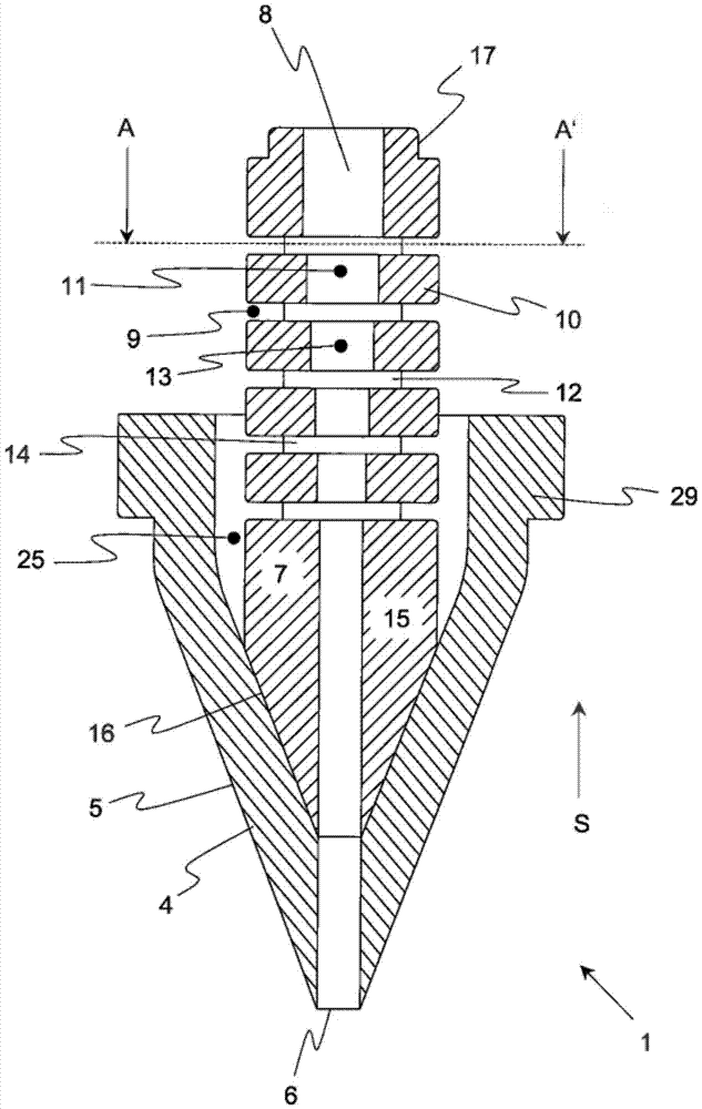 Spin forming element for air-jet spinning machine with insert and associated spinneret