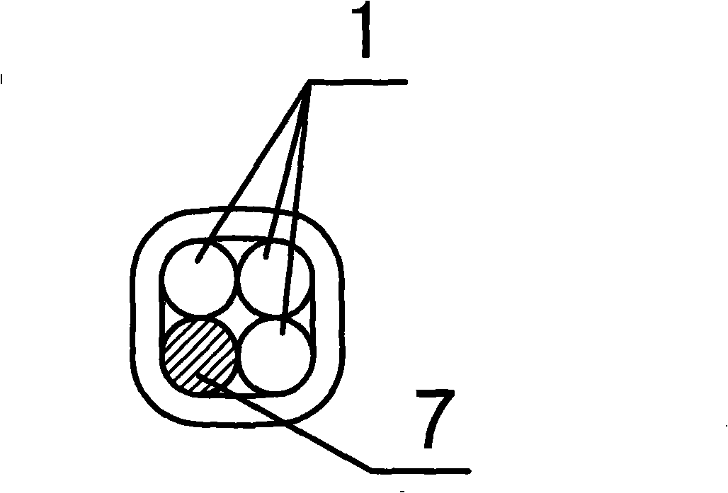Multiple main thread master-slave type three-helix energy-saving lamp filament and manufacturing method thereof