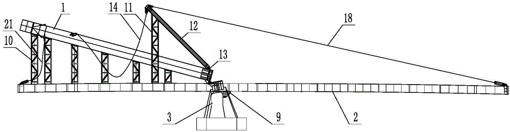 Bi-directional traction vertical rotation construction device for cable-stayed bridge steel arch tower
