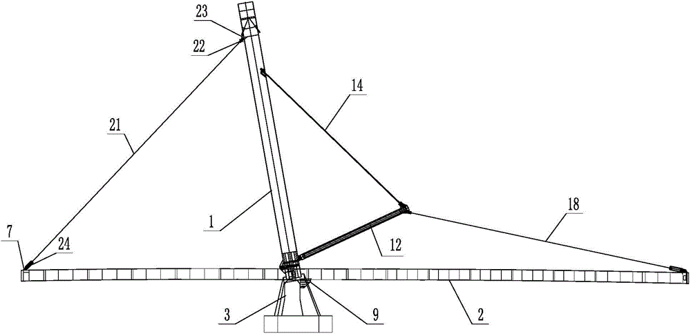Bi-directional traction vertical rotation construction device for cable-stayed bridge steel arch tower