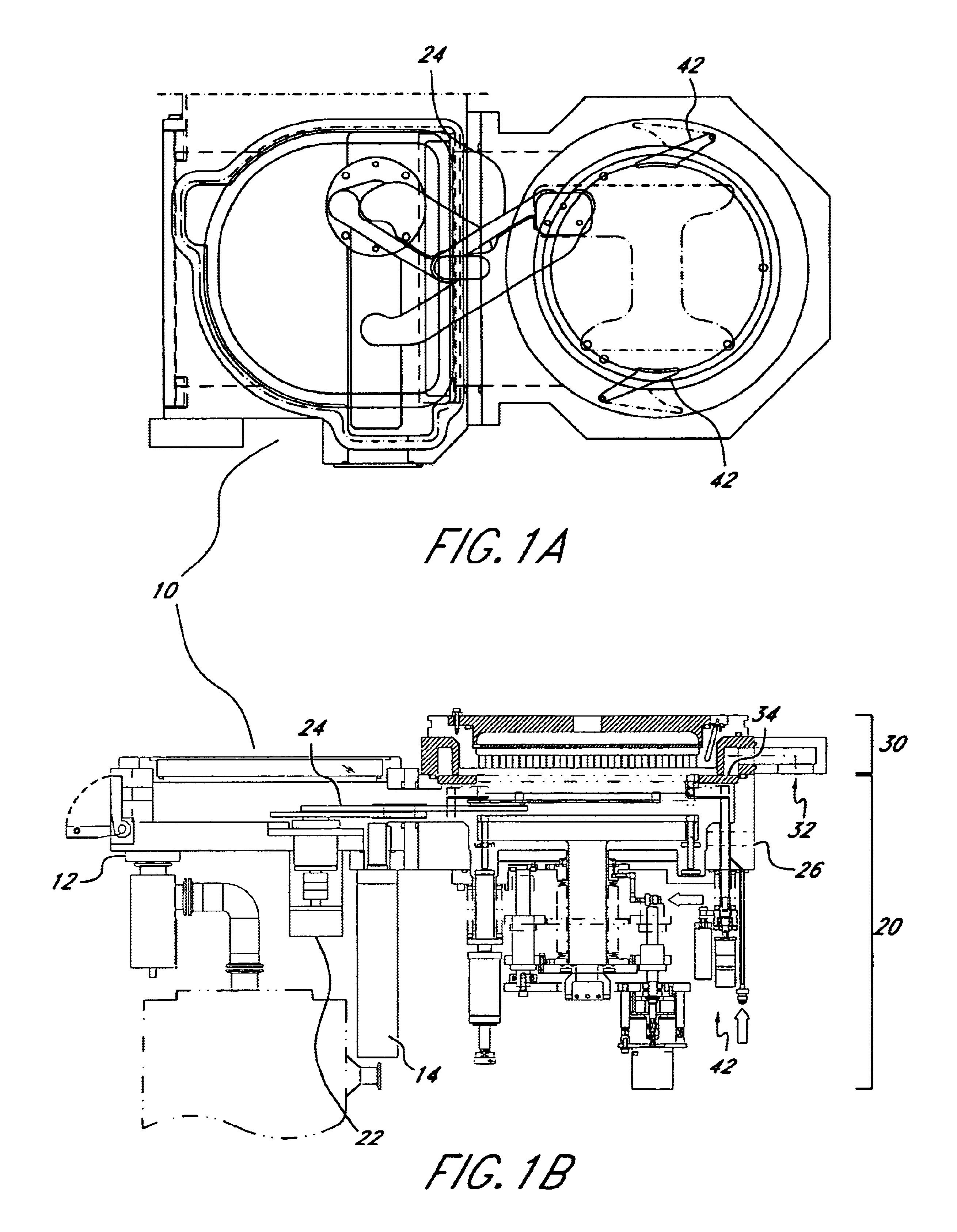 Semiconductor processing apparatus comprising chamber partitioned into reaction and transfer sections