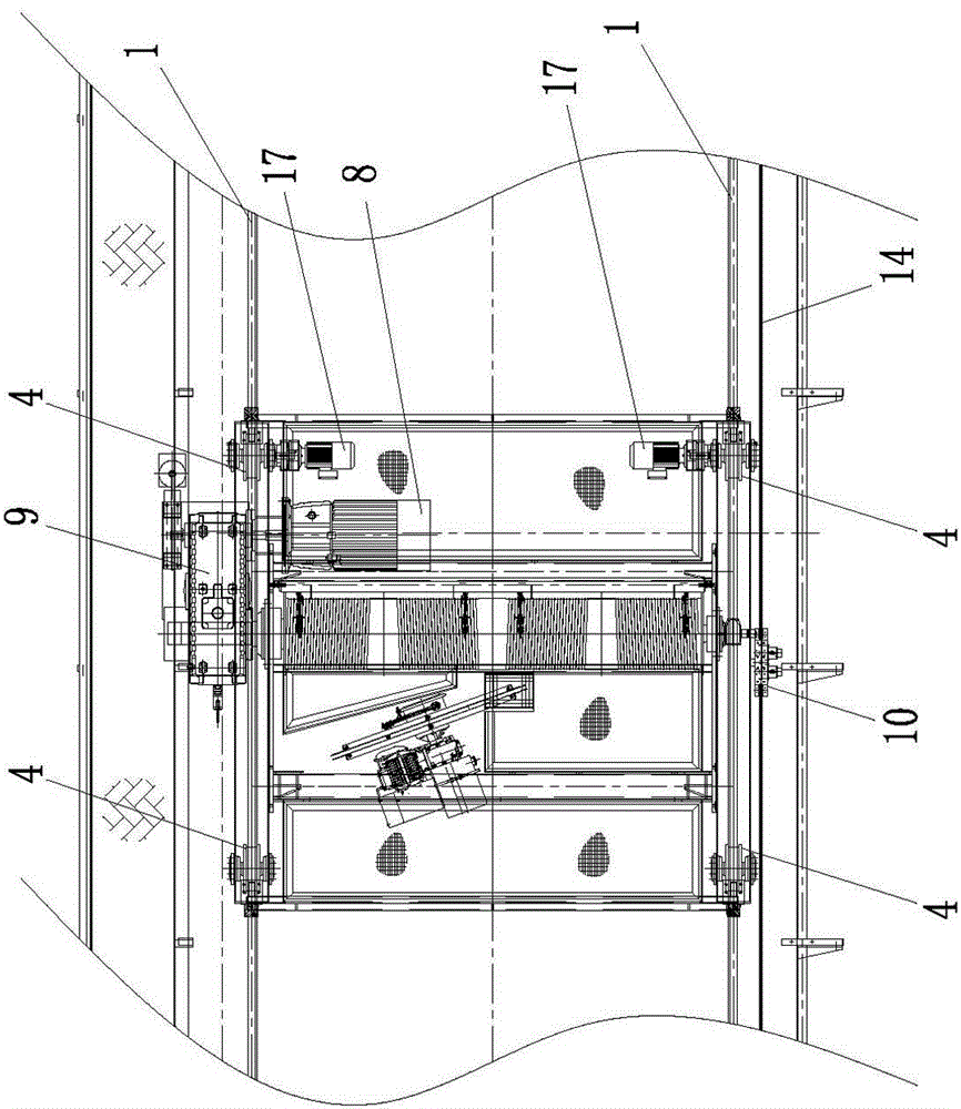 Bridge grabbing crane of trolley chain wheel positioning system with absolute value encoder