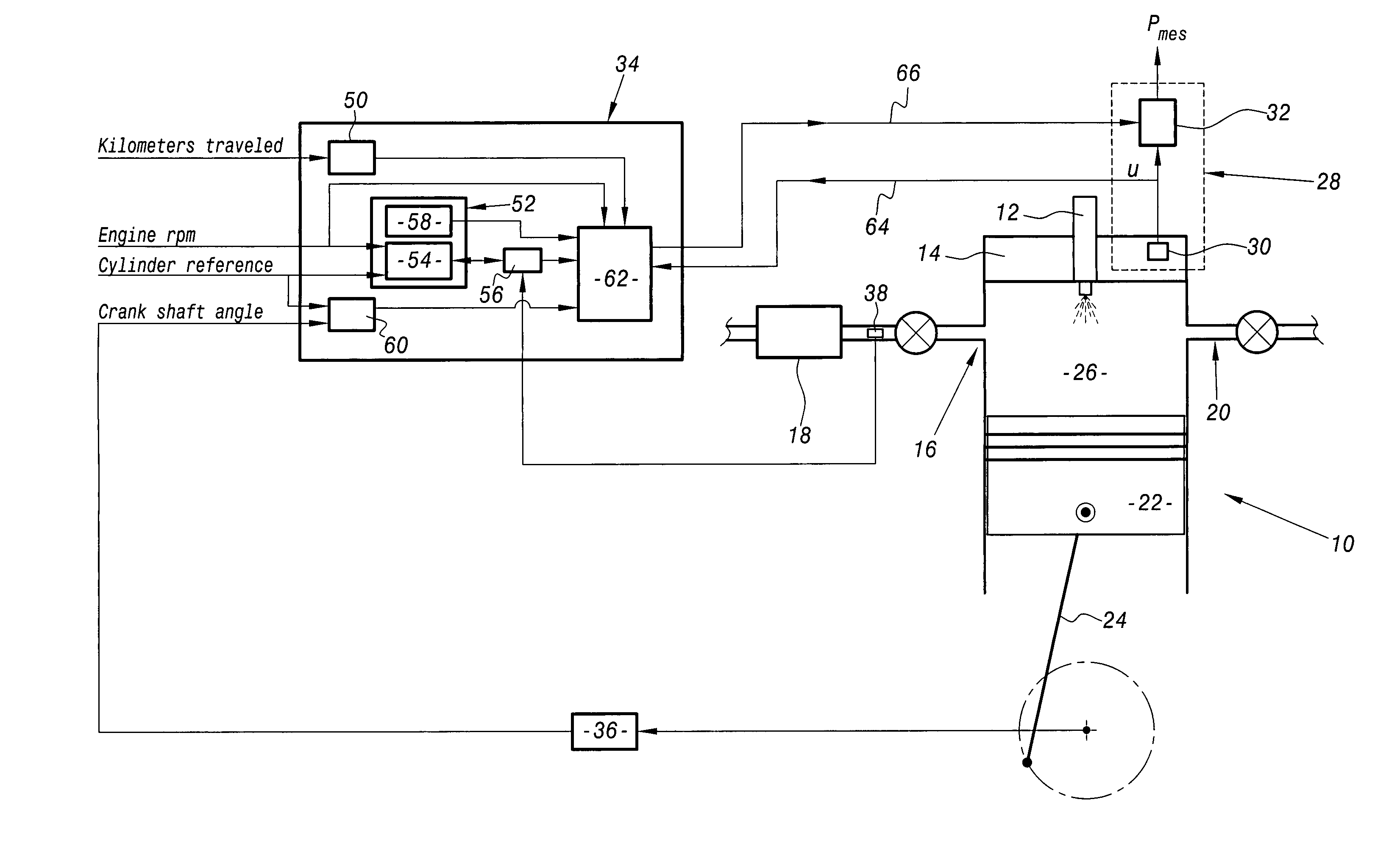 System for calibrating apparatus for acquiring the pressure in a motor vehicle diesel engine cylinder