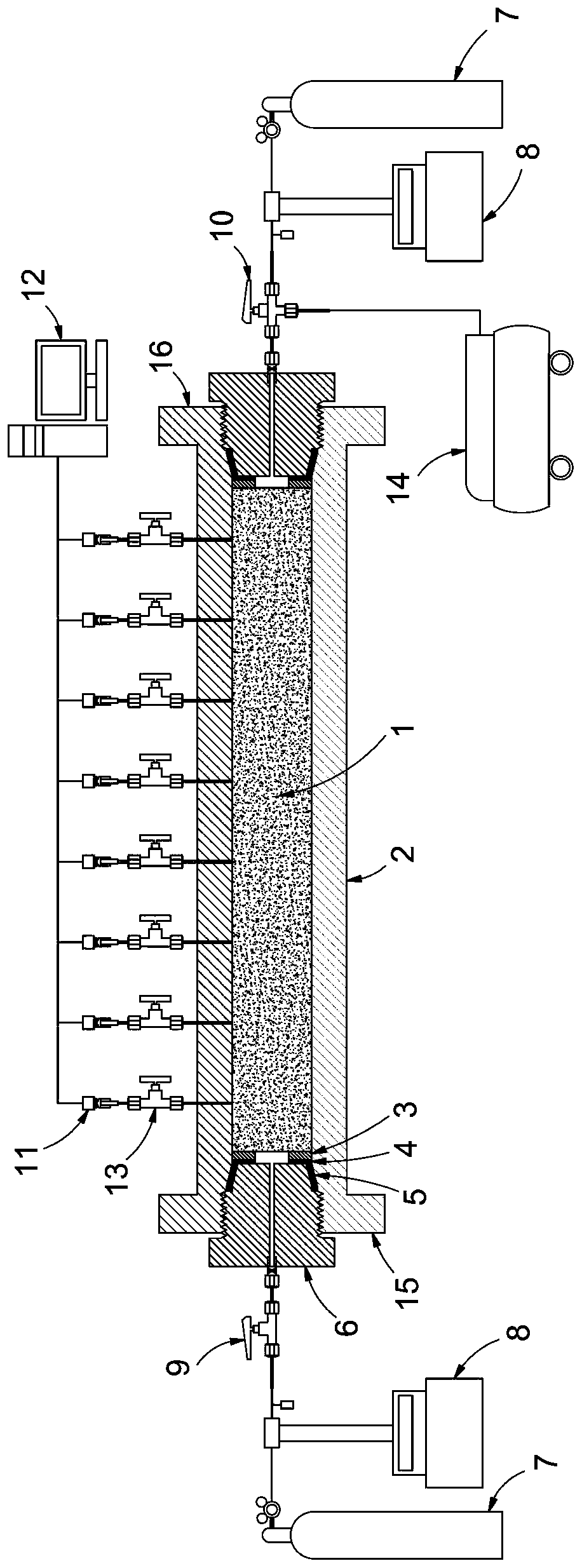 A measuring device and measuring method for the effective impact radius of a gas drainage borehole