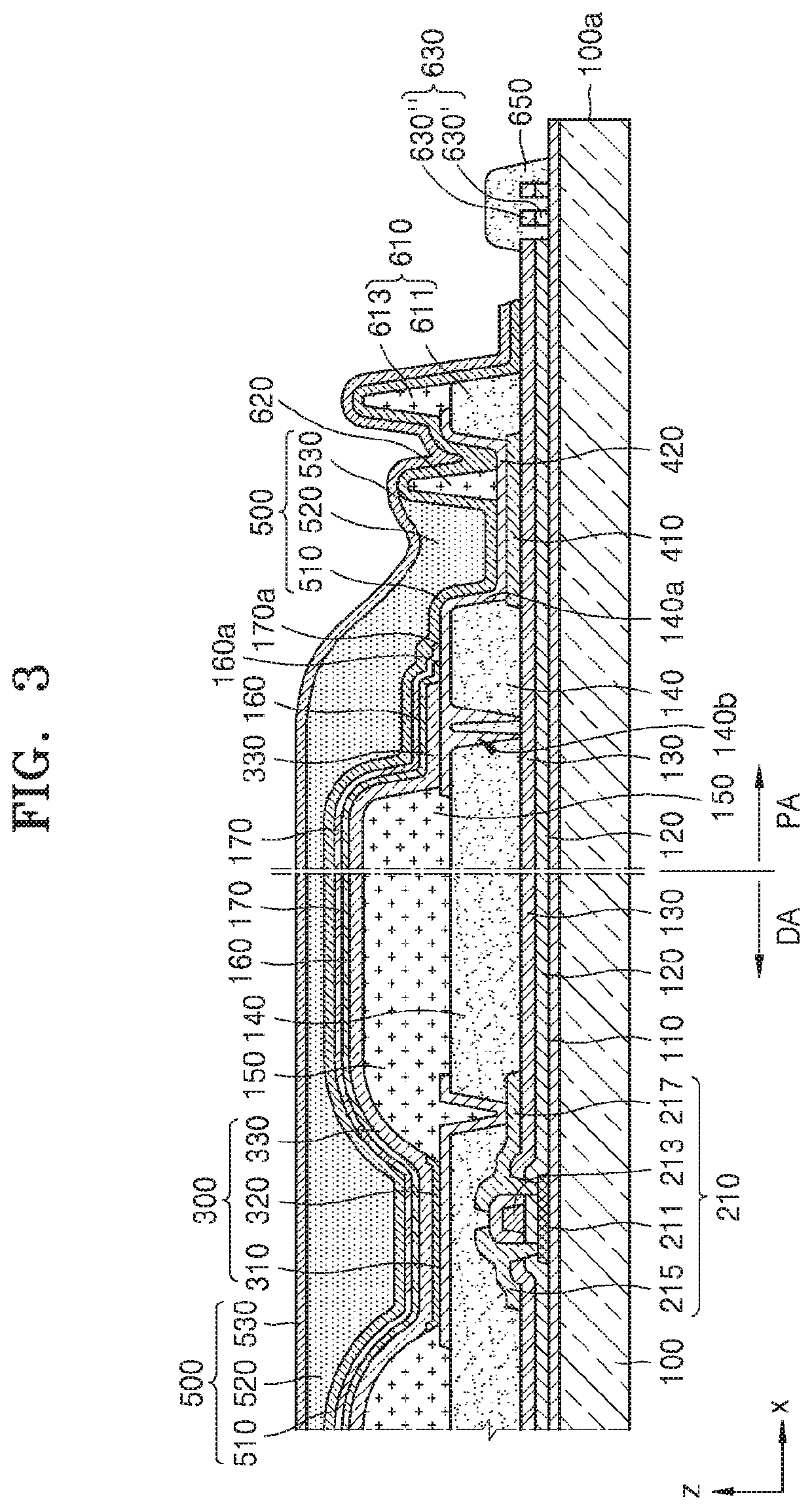 Display apparatus including an Anti-crack projection