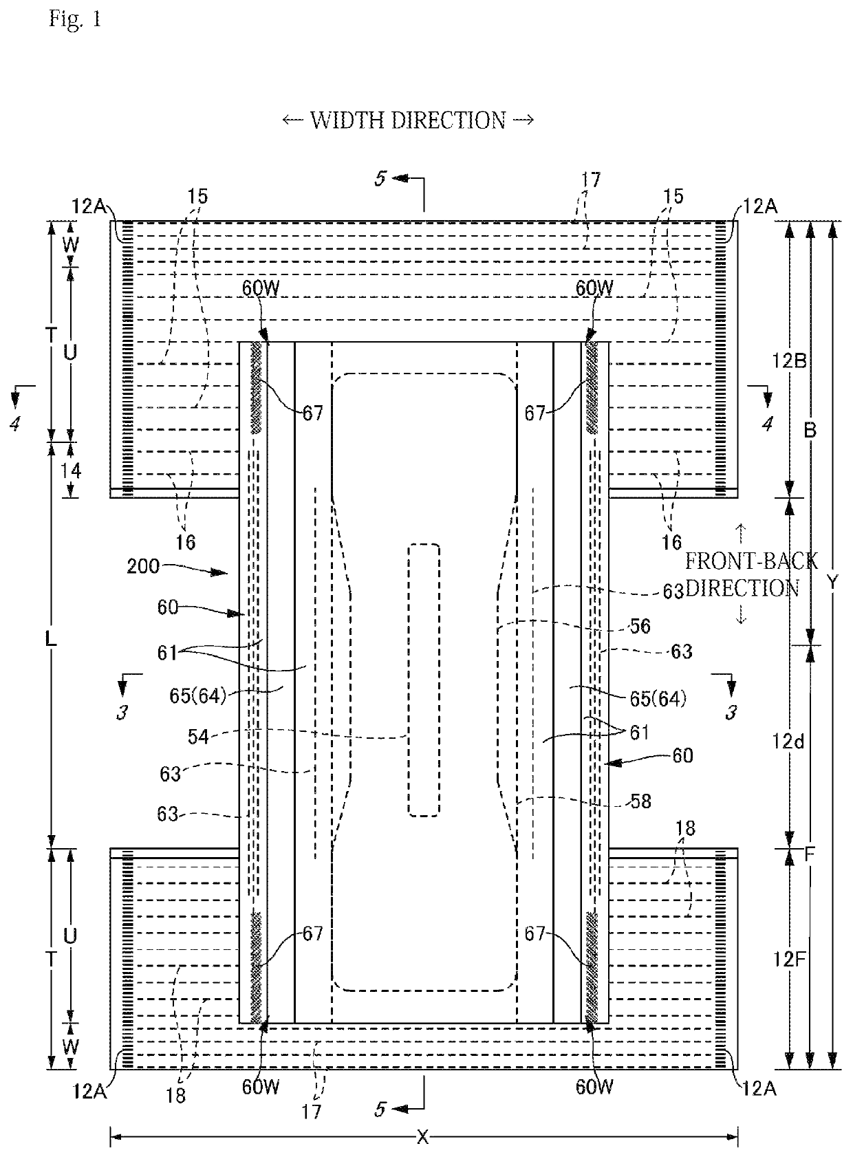 Absorbent article with improved adhesive usage and method of manufacturing same