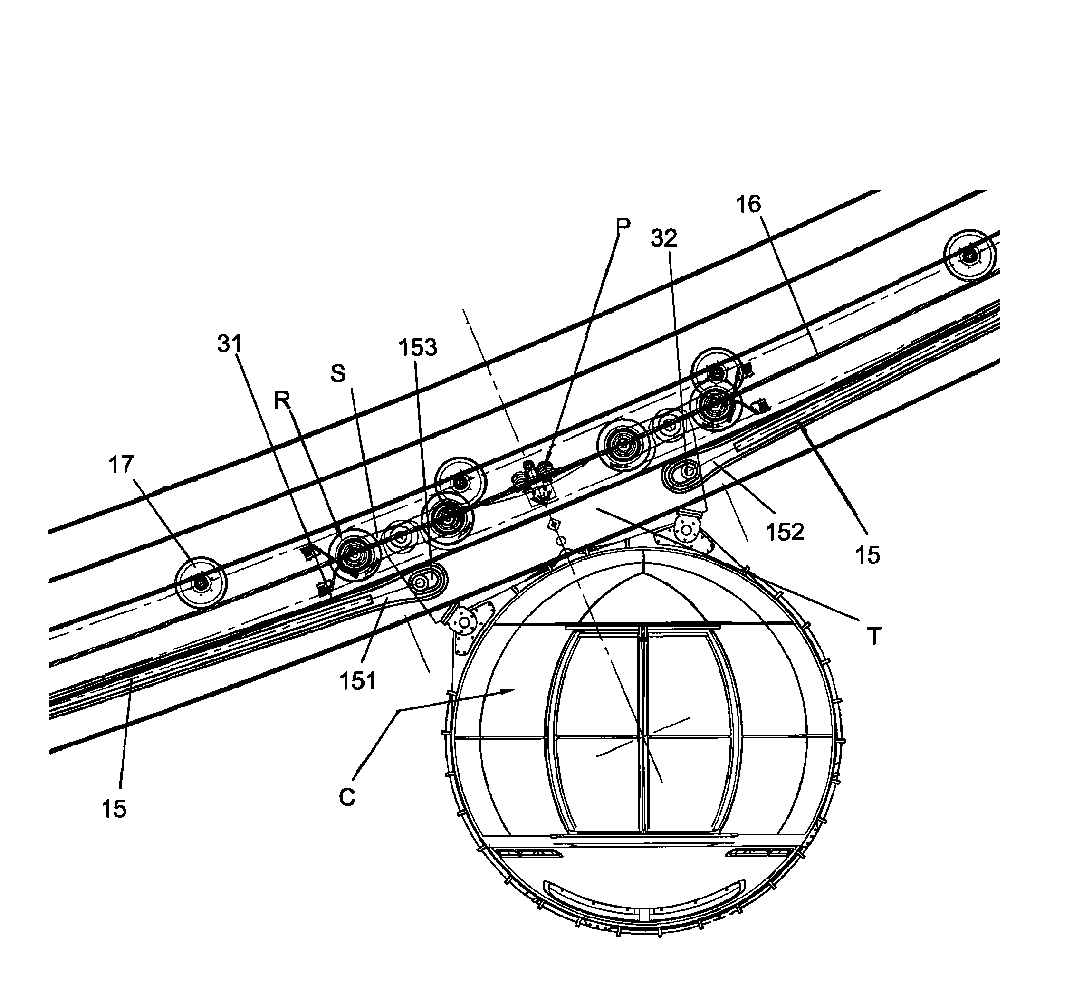 Amusement ride apparatus of ferris wheel type with suspendedgondola cars