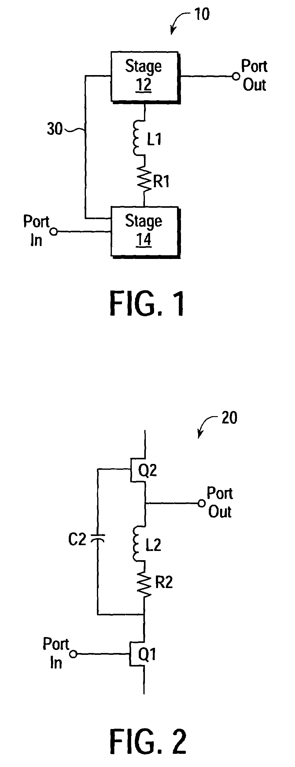 Two-stage amplifier with series L-R coupling network