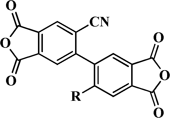 Modified biphenyl type dianhydride intermediate containing cyano side chain and synthesis method and application thereof