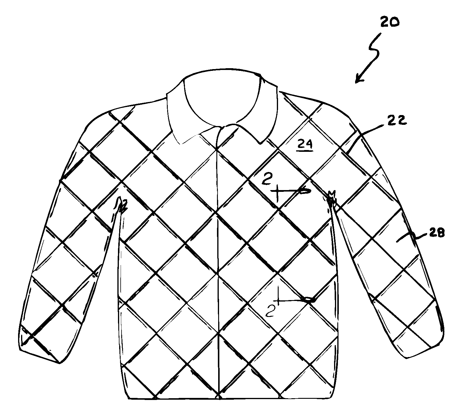 Quilted cold-weather garment with a substantially uncompressed interior foam layer
