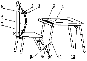 Foldable desk with integrated desk and chair capable of correcting sitting posture