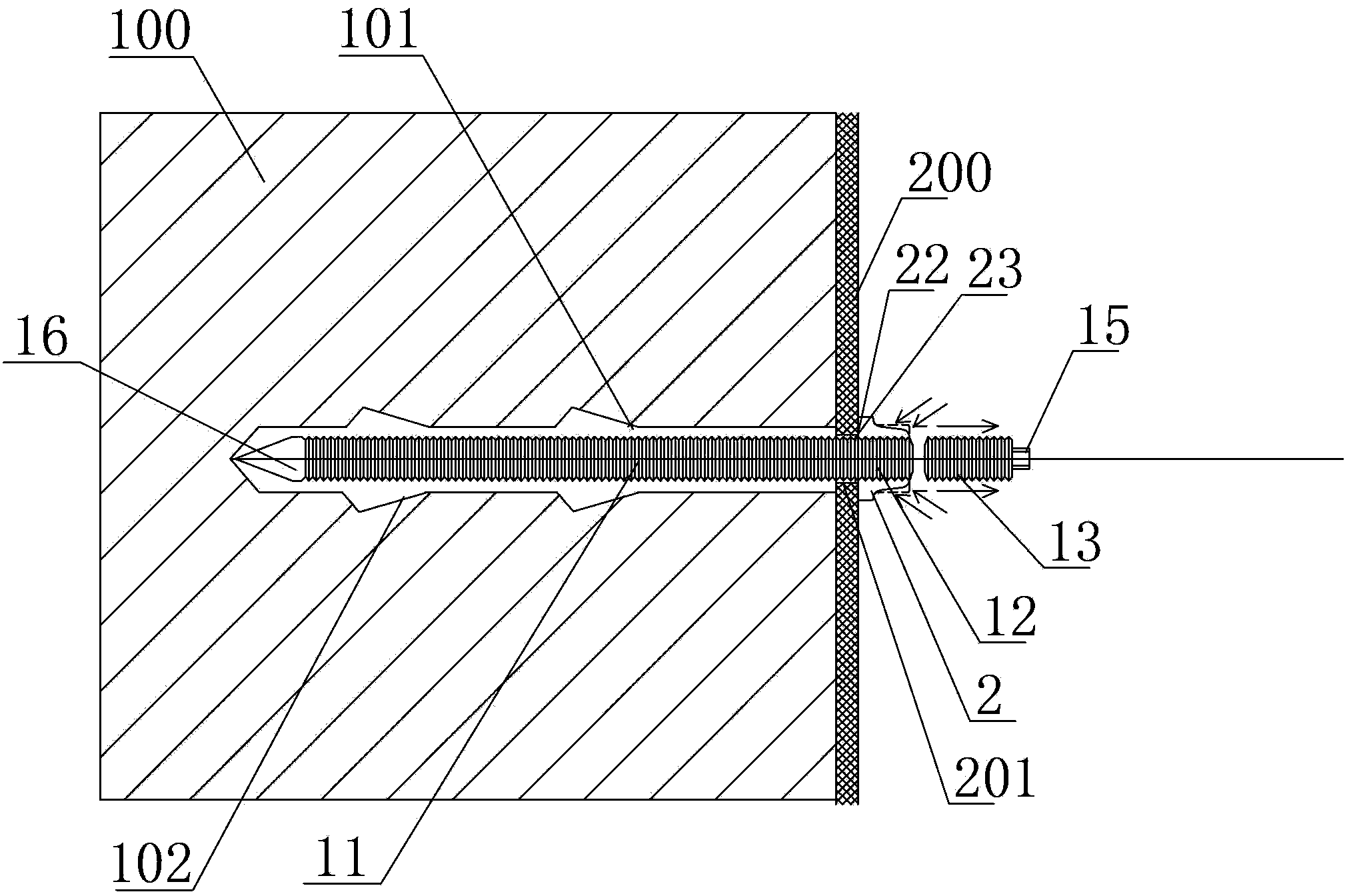 Chemical anchor bolt, connecting structure for fixing building attachment by using chemical anchor bolt and mounting method