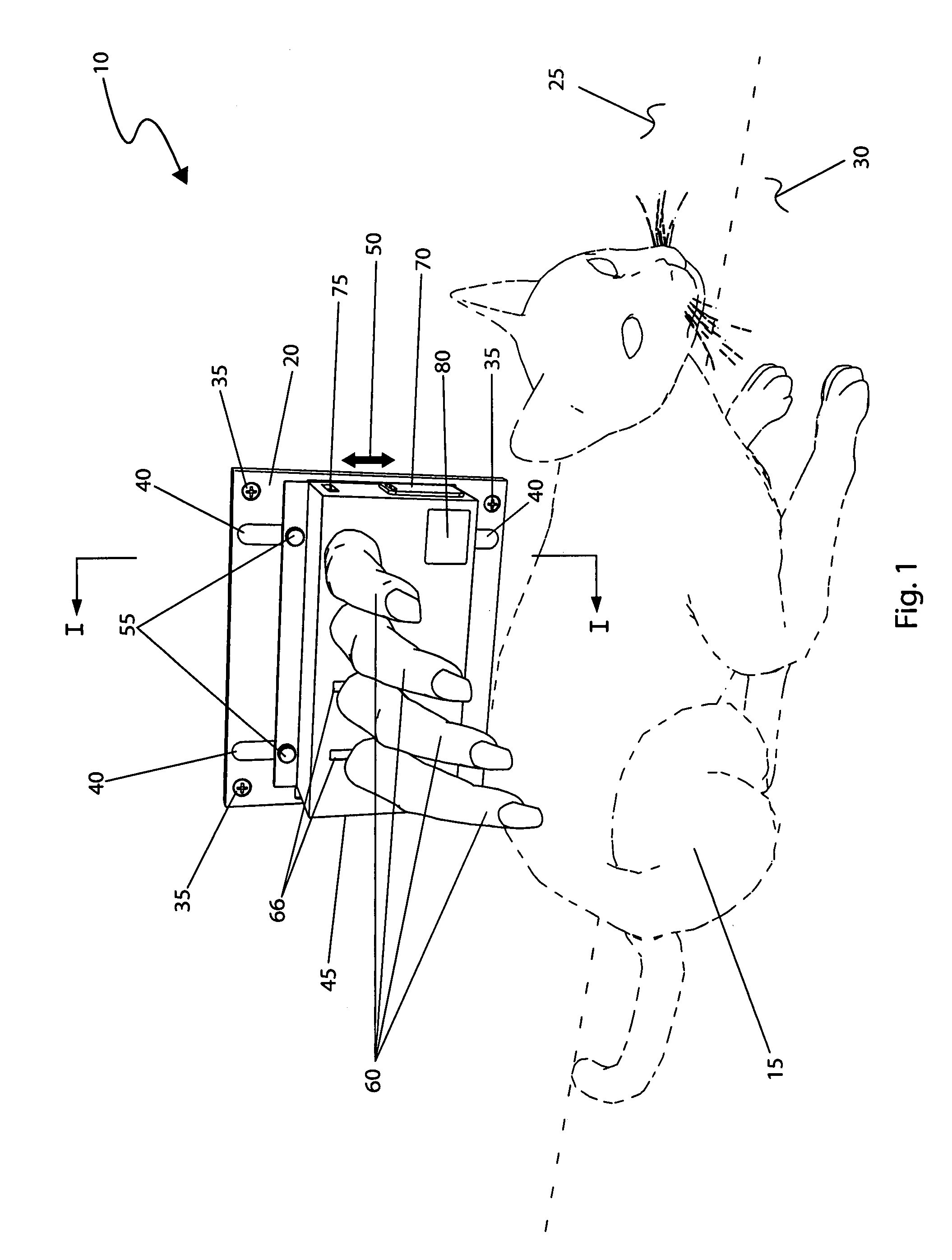 Automated pet scratching device and associated method