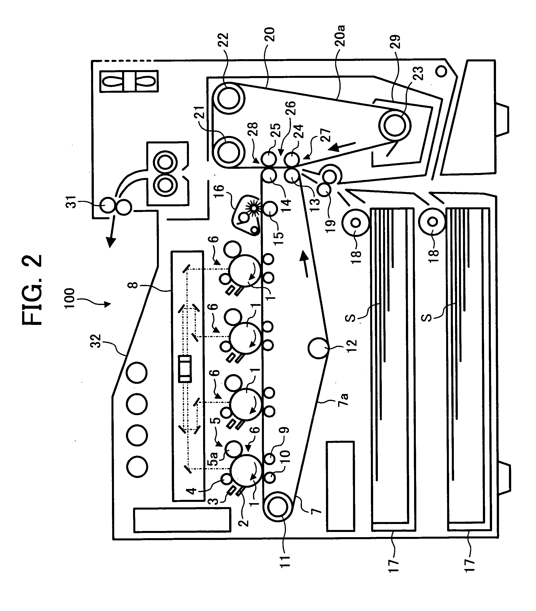 Image forming apparatus for recording on two sides in a single pass