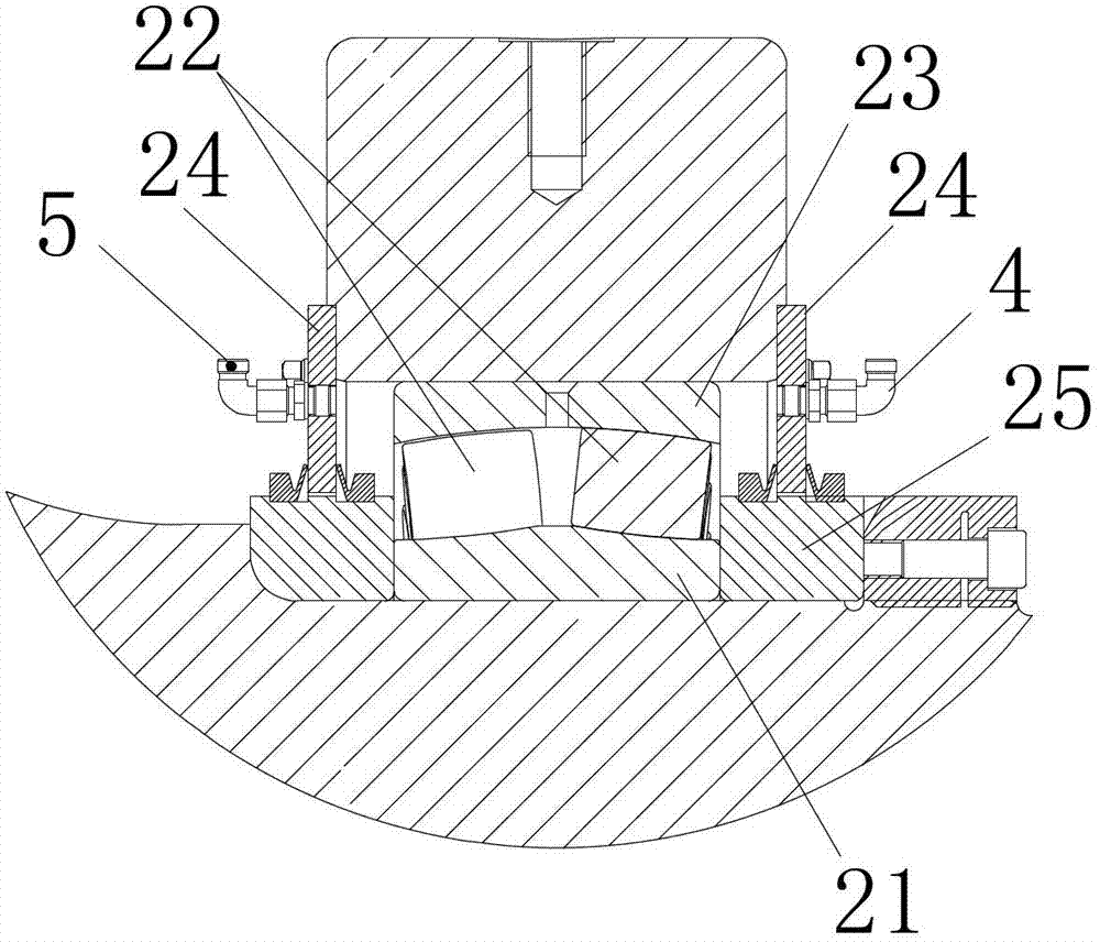 Detection and maintenance method for self-aligning roller bearing of spindle of wind driven generator and jacking tool
