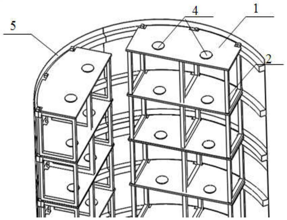 Cylindrical cabin section wallboard structure simulation static test device and method