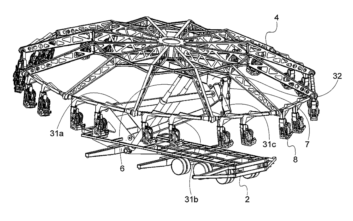 Amusement device with tilting rotatable structure