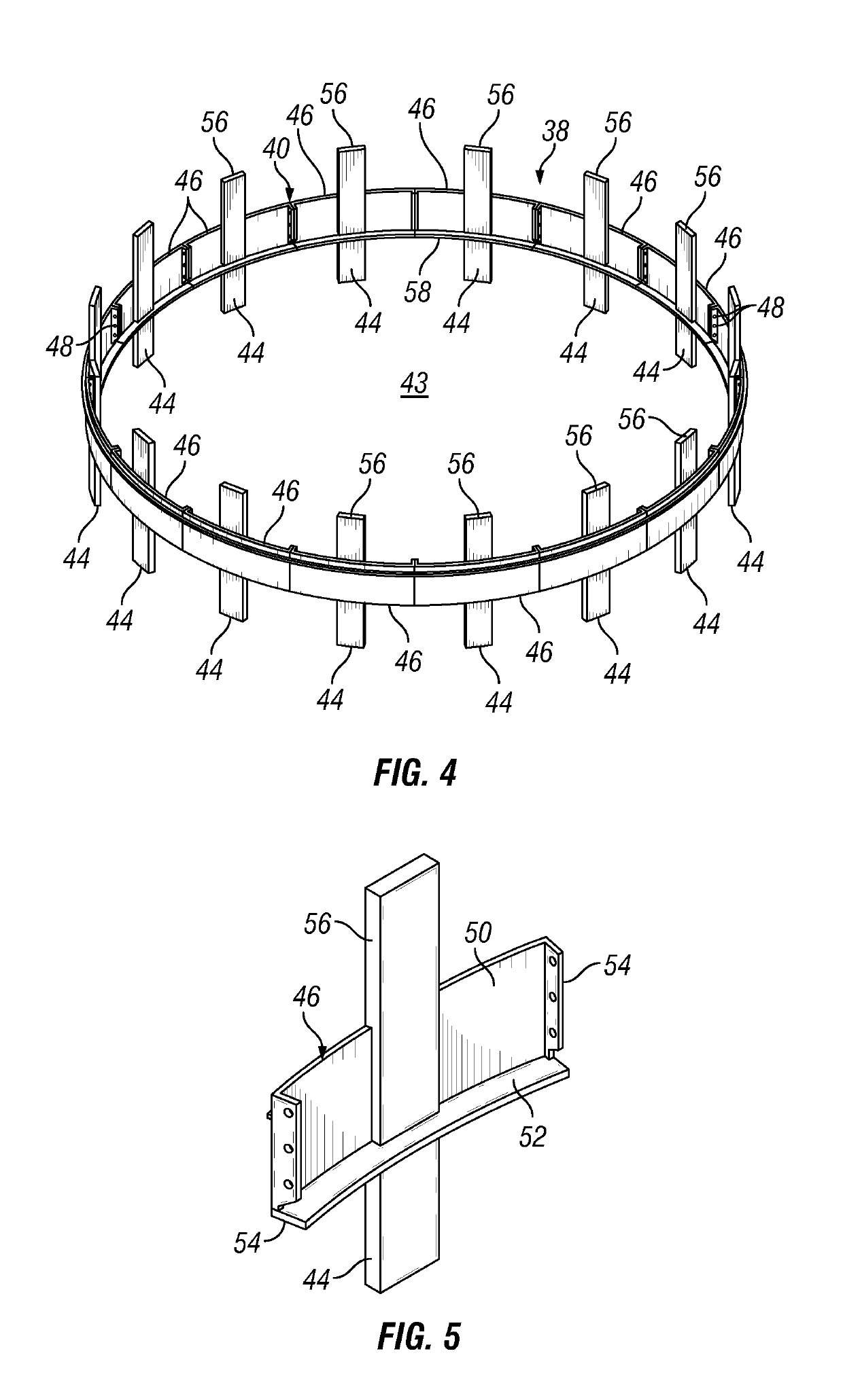 Tray support inserts for chemical reactor vessels and methods of use