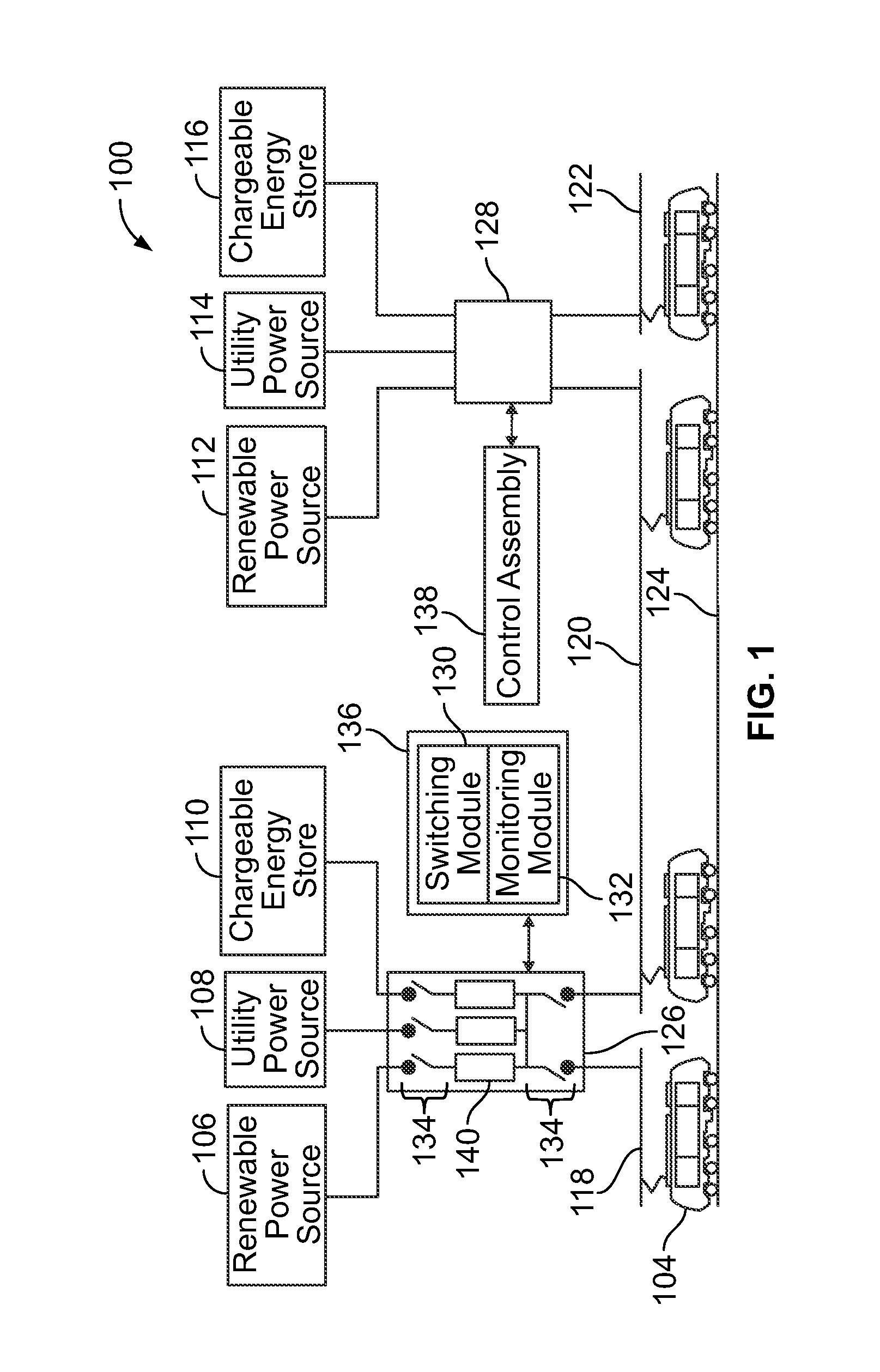 Control assembly and control method for supplying power to electrified rail vehicles