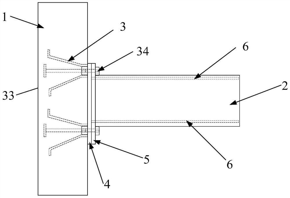 Fabricated concrete frame beam and column dry type connection joint