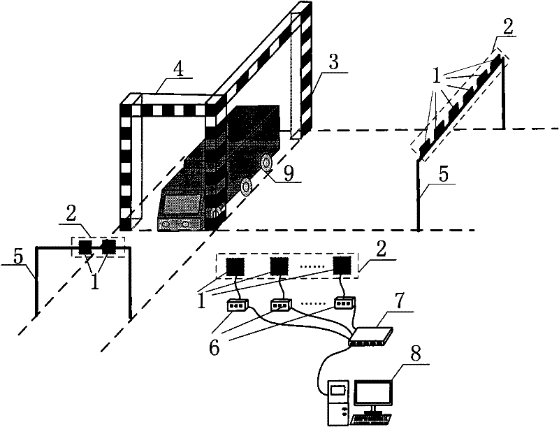 Image-identification-based system for detecting contour dimension of motor vehicle