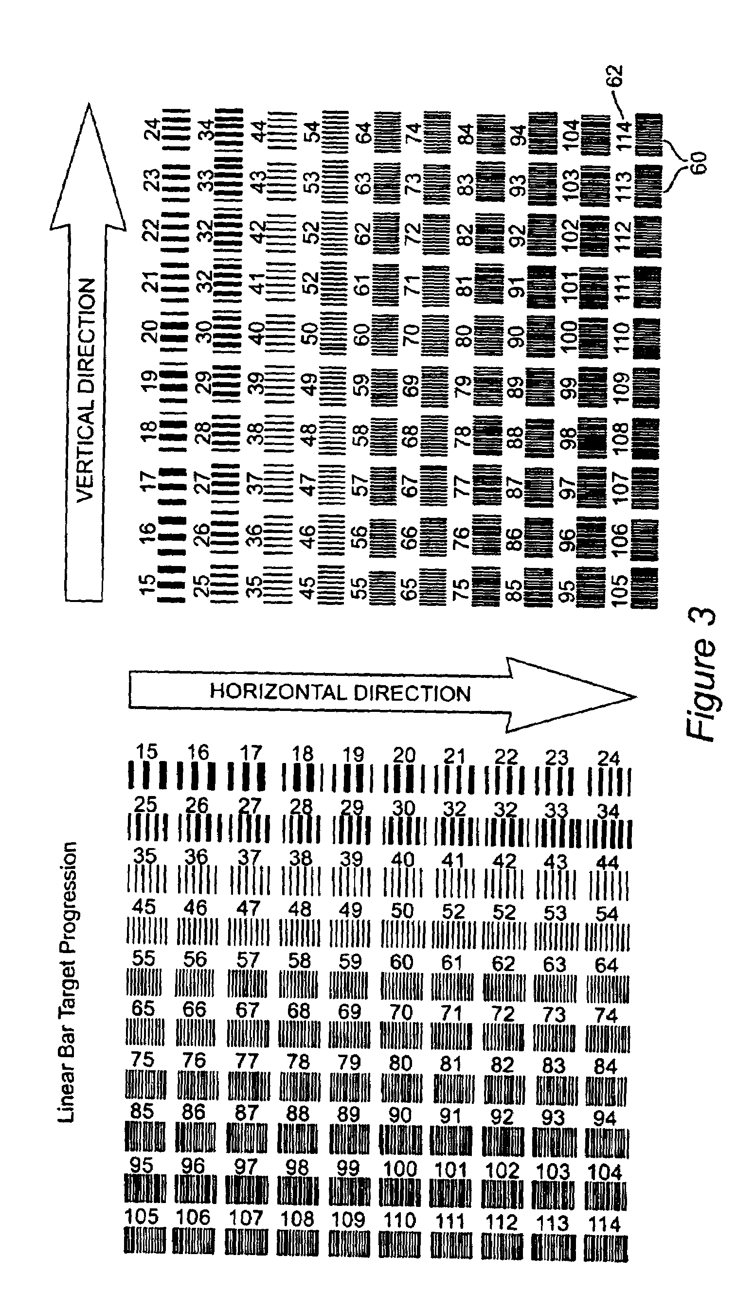 Image test target for visual determination of digital image resolution