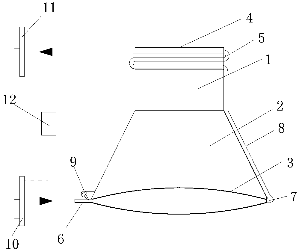 Spot lamp with water mirror for focusing and color modulation