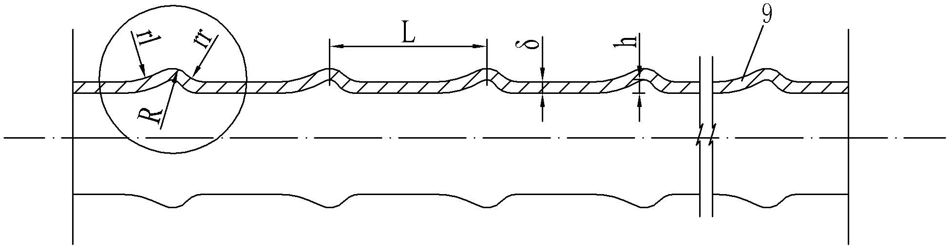 Convex asymmetric corrugated tube heat exchanger