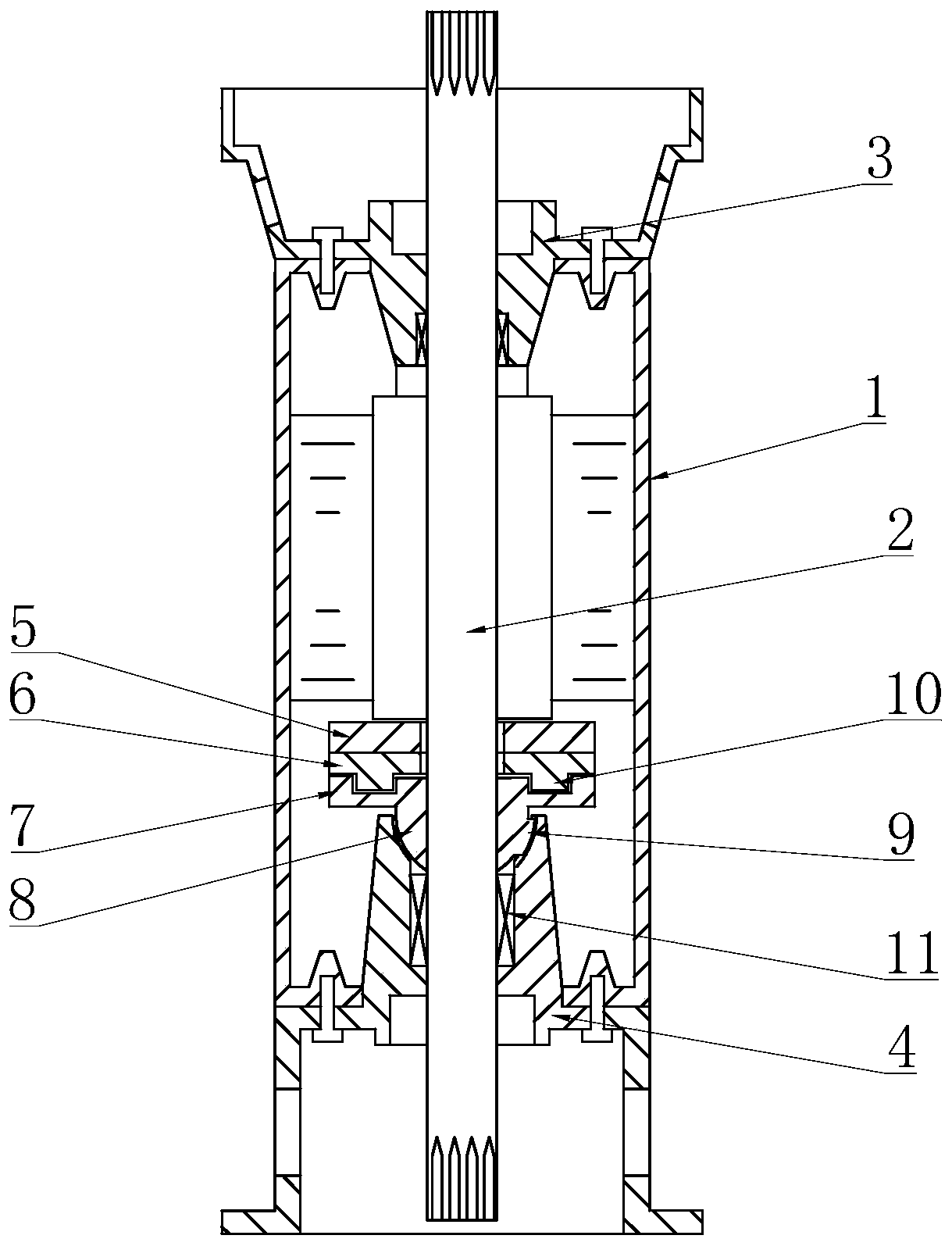 Motor limiting structure for multistage pump