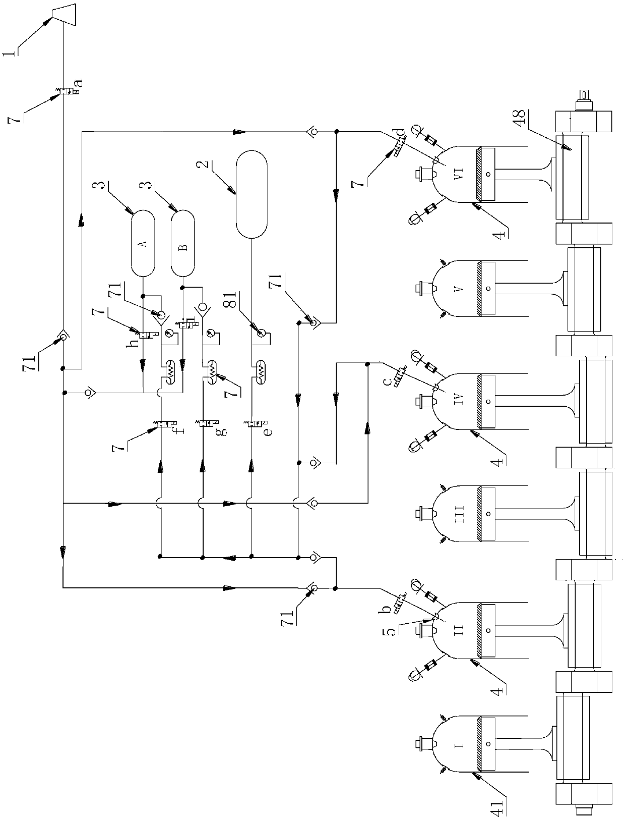 Multi-cylinder self-charging system of CNG engine and self-charging method thereof