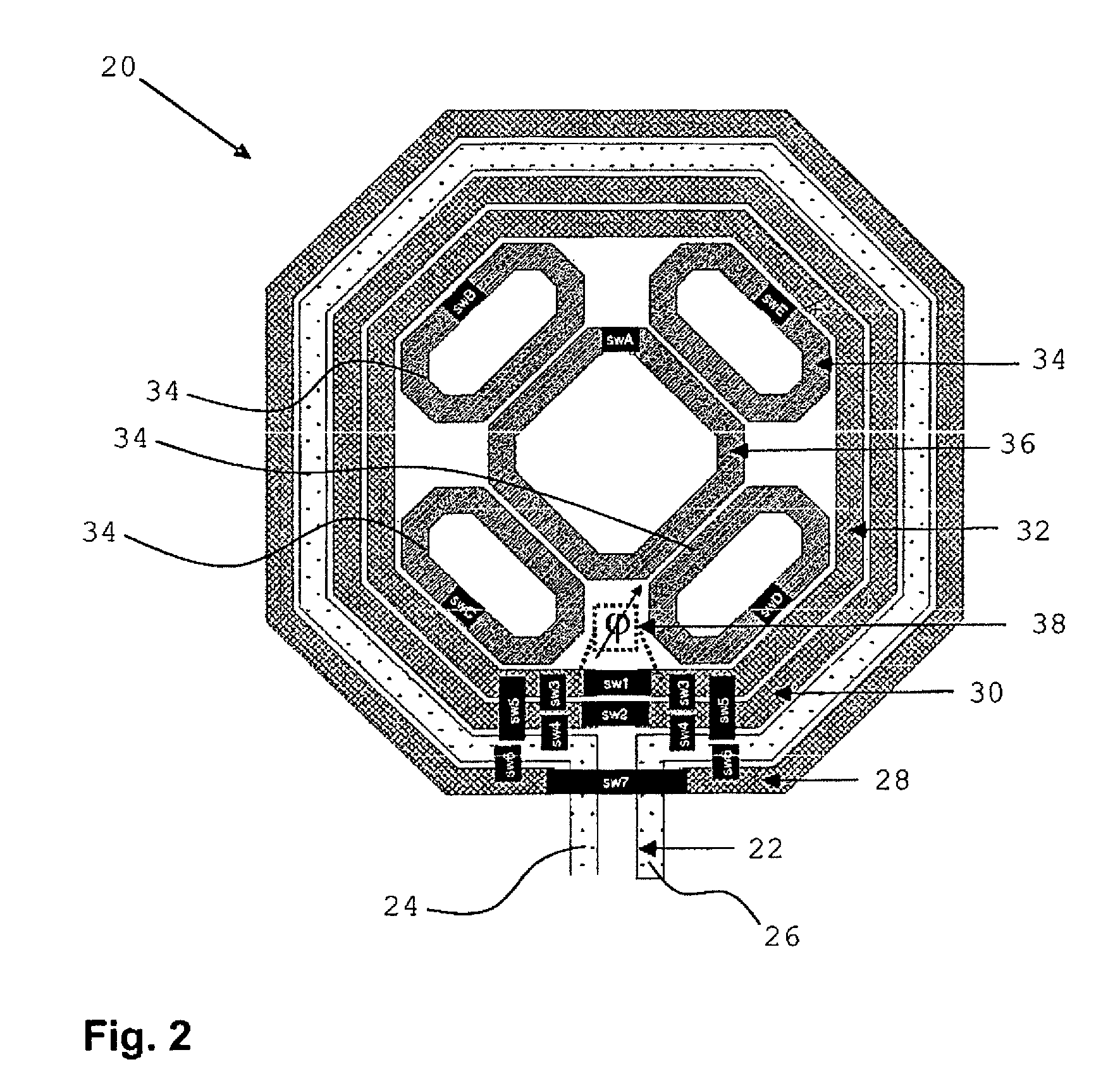 Inductor combining primary and secondary coils with phase shifting