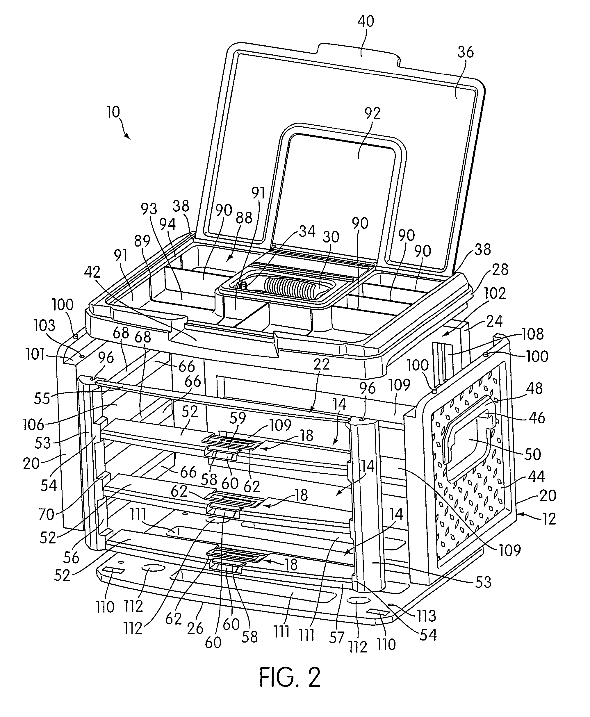 Integrated storage system with locking containers