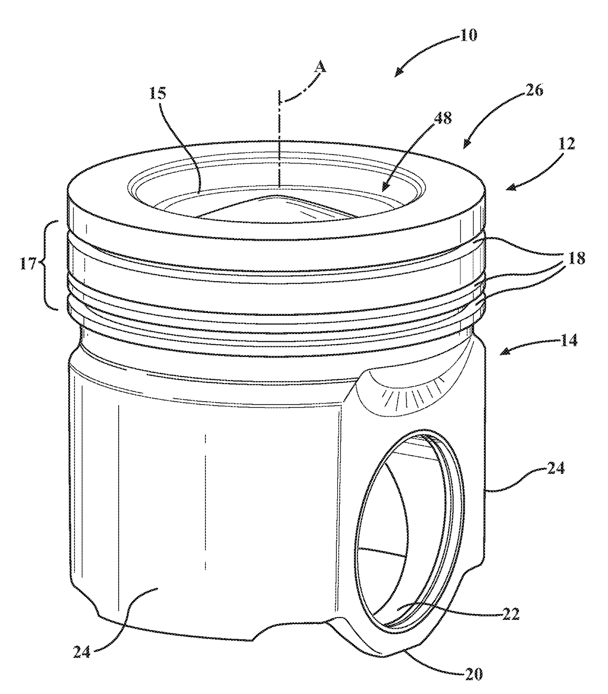 Piston with thermally insulating insert and method of construction thereof