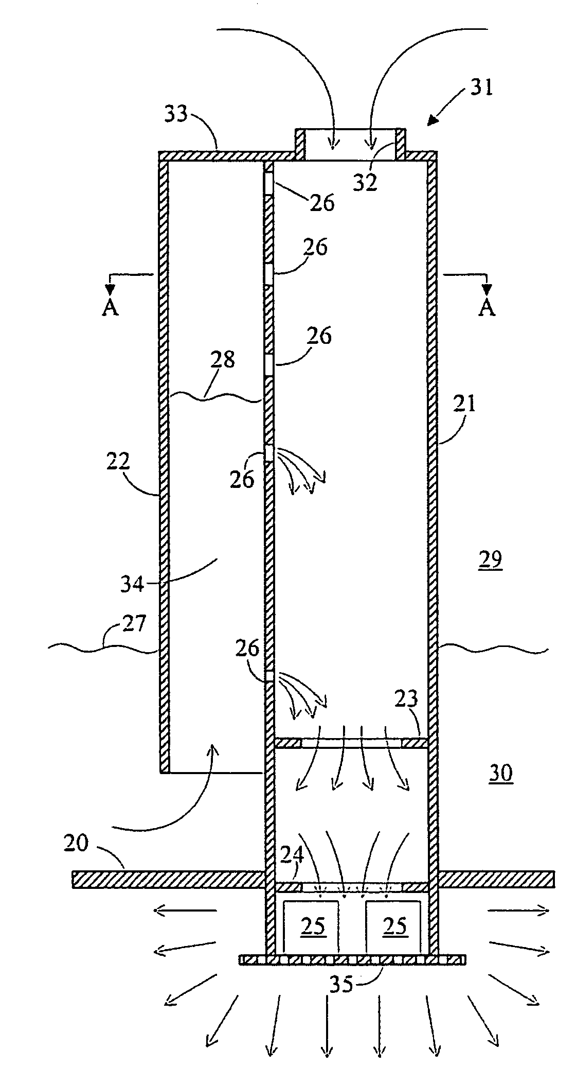 Distribution device for two-phase concurrent downflow vessels