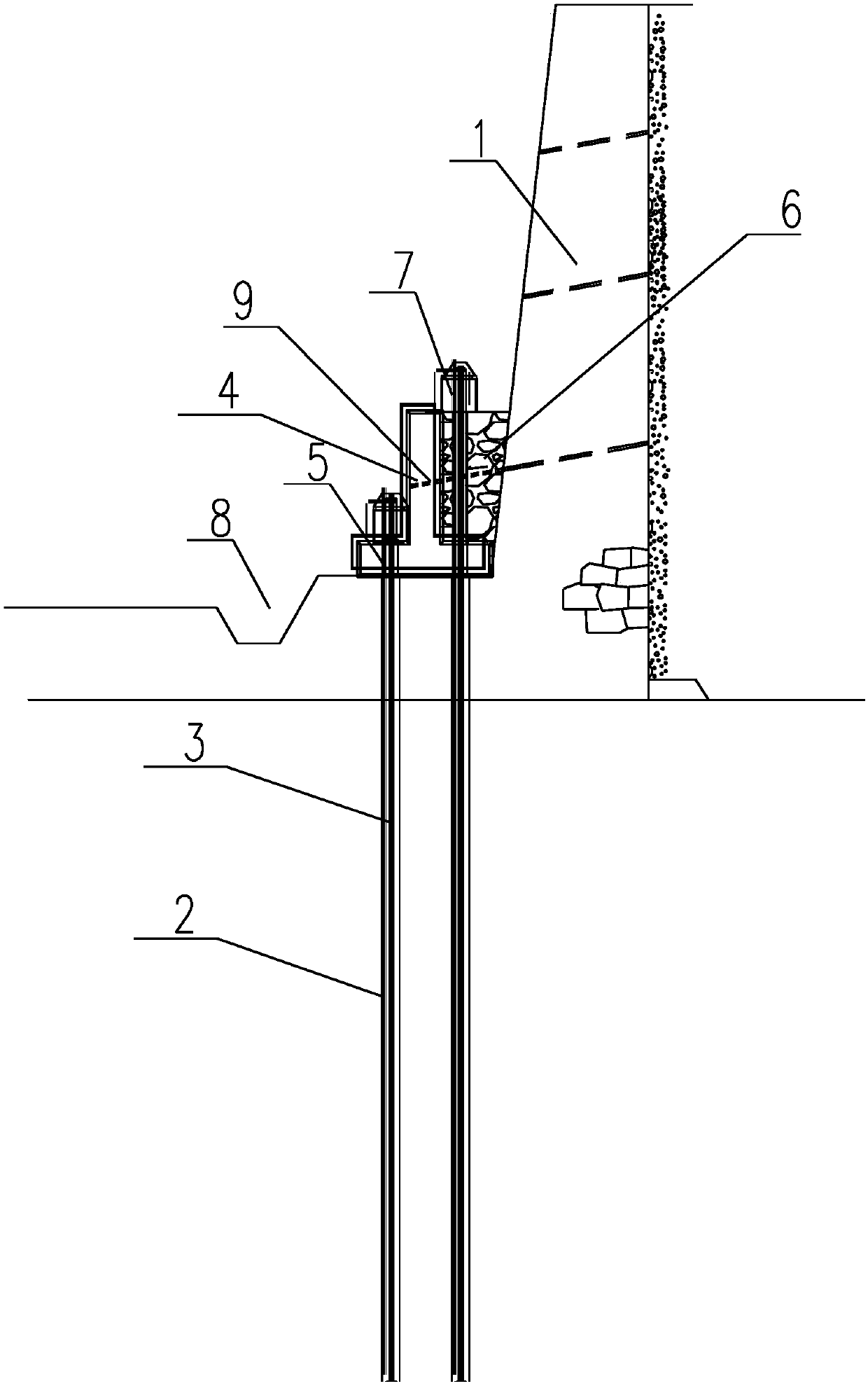 Method for reinforcing gravity type retaining wall