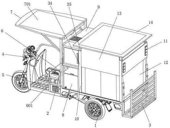 An electric tricycle for compound logistics distribution